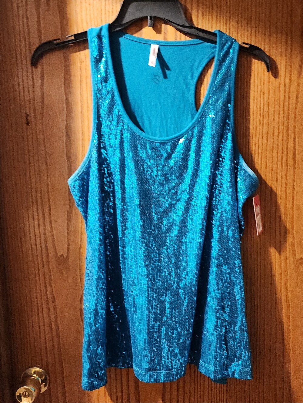 Xhilaration Turquoise Blue Sequin Tank Top Size XXL  NWT